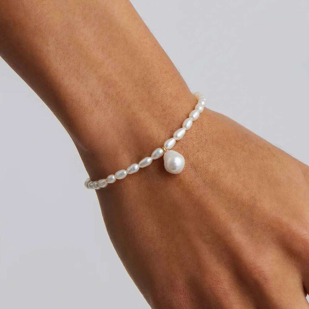Aide 925 Sterling Silver Big Irregular Pearl Bracelets For Women Girl Fine Bracelet Party Wedding Jewelry Gifts pulseras mujer