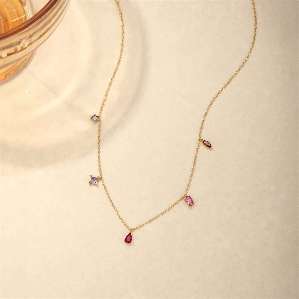 Aide 925 Sterling Silver Geometric Zircon Stacked Necklace For Women Ins Minimalism Eight Pointed Star Fine Jewelry