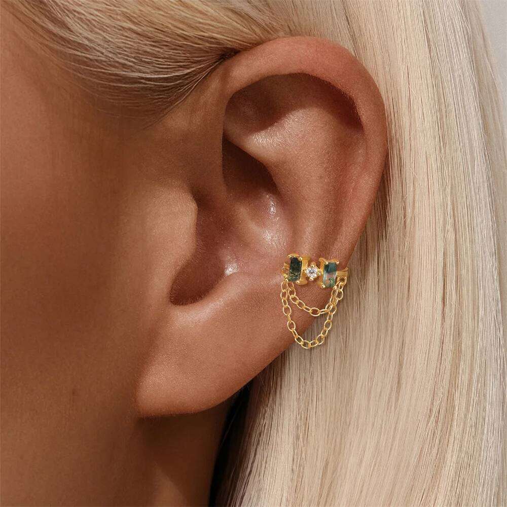 Aide 925 Sterling Silver Long Tassel Chain Y2k Clip Without Hole Earring for Women Cartilage Ear Cuff No Piercing INS Jewel