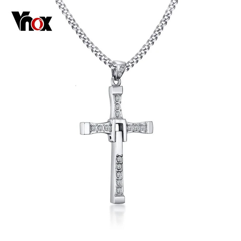 Vnox 316l Stainless Steel Cross Necklace Pendant The Fast and the Furious 8 Top Quality for Good Taste Male Gift 251230