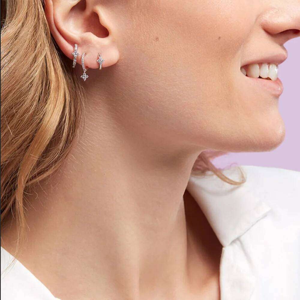 Aide 3PCS Shiny Clearly Zircon 925 Sterling Silver Set For Women 18K Gold Ins Minimalist Earring Fine Jewelry Pendientes