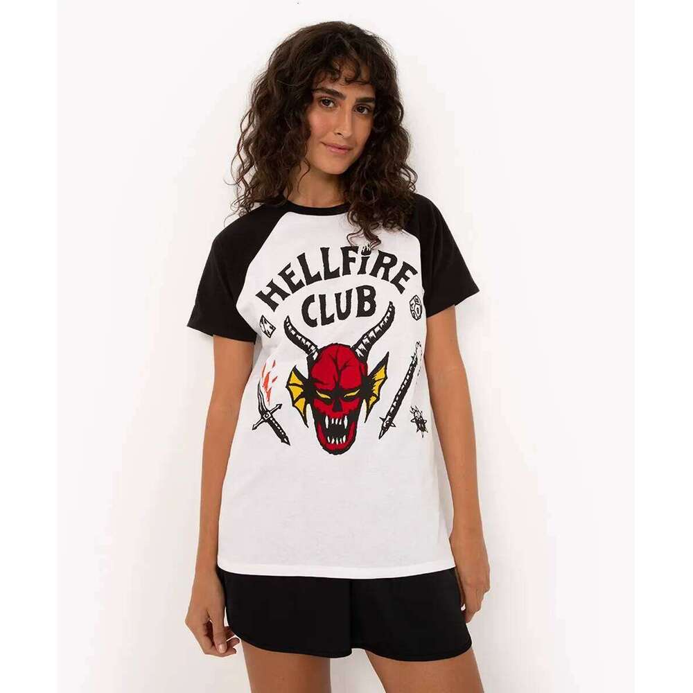 Hellfire Club Monster Graphic T-shirt High-Quality Short Sleeved Summer O-Neck Comfortable Streetwear Top Men'S&Women'S T-Shirt