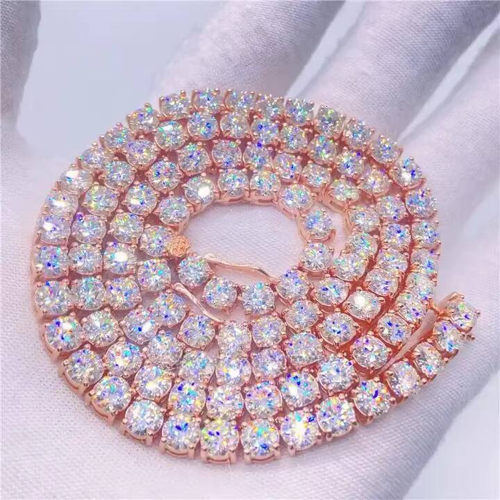 6mm Custom Necklace Fashion Hip Hop Jewelry Sterling Silver 925 Necklace With Vvs Moissanite Tennis Chain