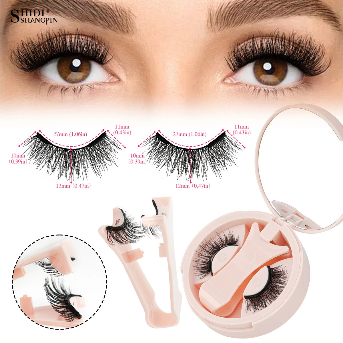 1/2 Pairs Magnetic Fake Eyelashes Set No Glue Needed Faux Lashes Reusable False Eyelashes with Magnetic Tweezers Makeup Tool 251231