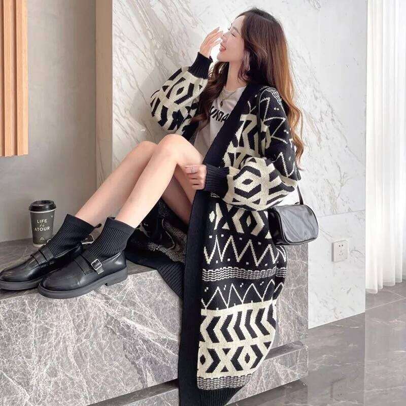 Loose Ladies Knit Sweaters Sleeve Office Wear Chic Y2k Clothing Sales Aesthetic Vintage Fall Light Long Women's Cardigans