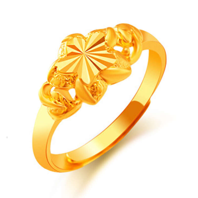 Fashion Ring Gold Plated Sweet Imitation Gold Open Ring for Women Flower Copper Alloy Accessories Wedding Party Ring