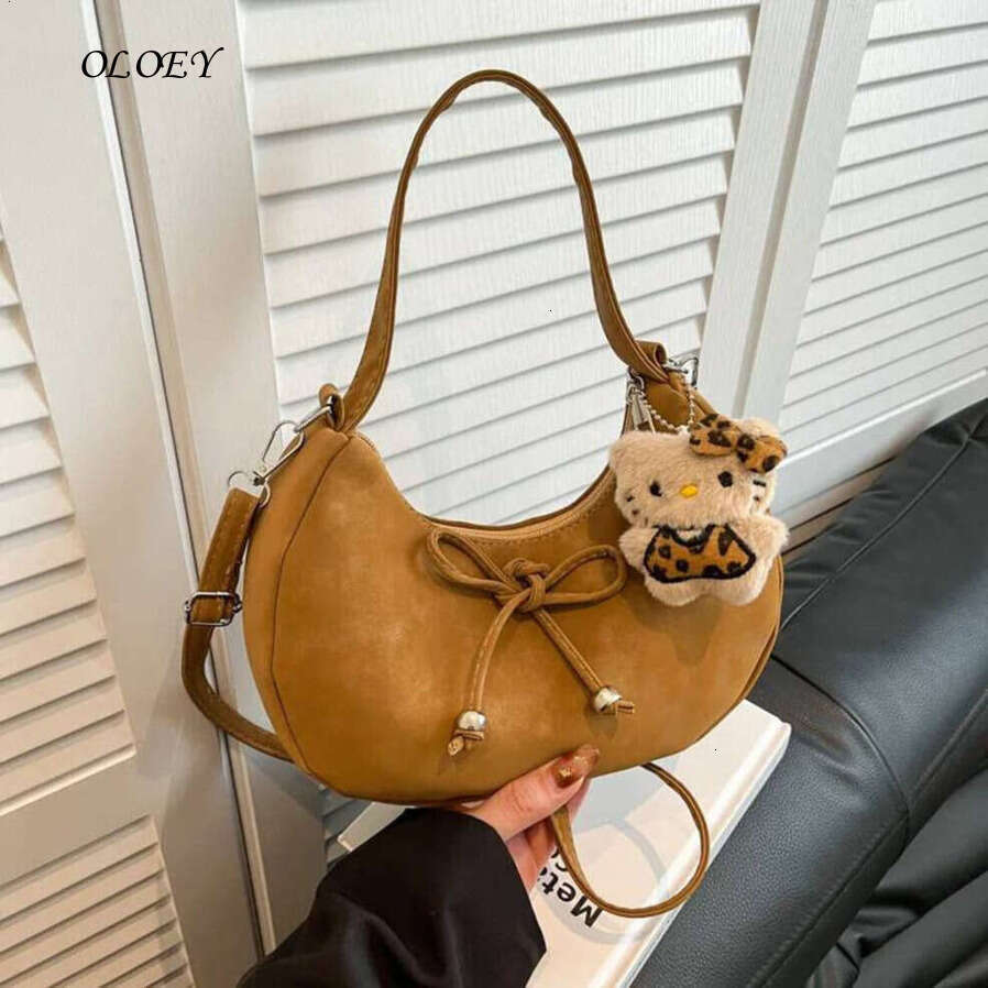 Oloey New Fashion Casual Hobo Women Bow Handle Crossbody Shoulder Simple Elegant Comfortable and Texture Versatile Storage Bag Noble temperament bag