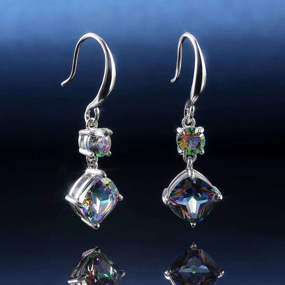 Huitan Multicolor Cubic Zirconia Women Drop Earrings Graceful Accessories for Evening Party Female Christmas Gift Luxury Jewelry