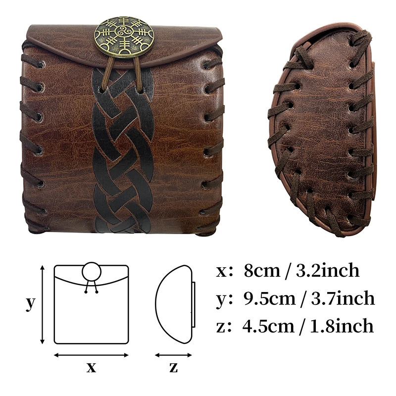 Medieval Small Square Bag Nordic Viking Style Retro Waist Bag Men Crossbody Bags Square Coin Purse Storage Bag Cosplay Props 251231