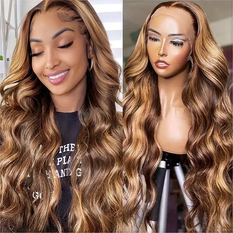 Cross border European and American Fashion Piano Colored Wig Cap African Hot Selling Front Lace Big Wavy Curl Wig