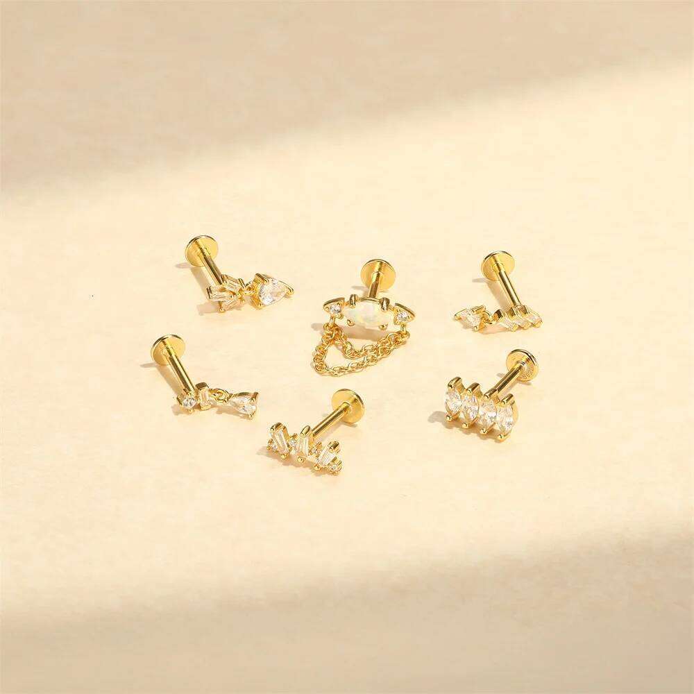 Aide Single 1pc 925 Sterling Thread Labret Cartilage Tragus Helix Studs Silver Color Lobe Piercing Upper Earrings