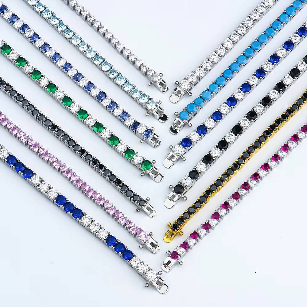 Black Color Round Moisssanite Tennis Bracelet 925 Silver