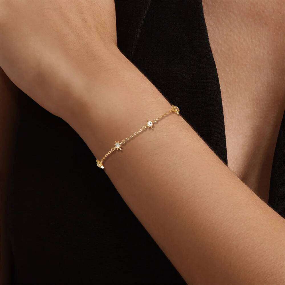 AIDE 925 Sterling Silver Princess Sky Blue Bow Bracelet For Women Korean Ins Sweet Fashion Jewelry Girl Baby Birthday Party Gift