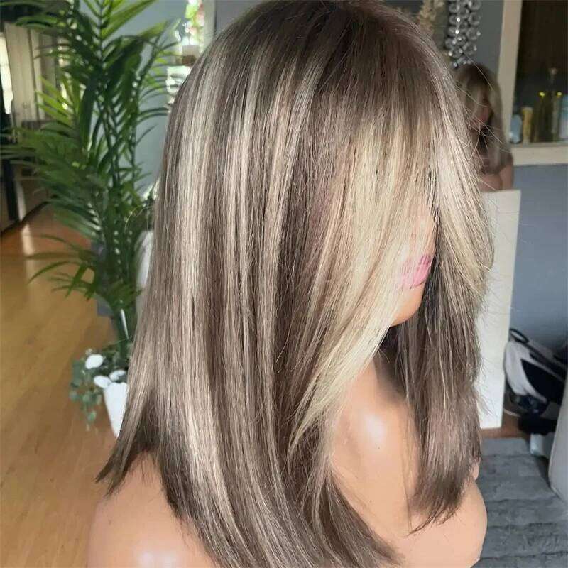 Dark Ash Blonde Highlights Color Straight Lace Front Wigs for Women synthetic Futura Fiber Cosplay Daily Wear Party Women"s Wig