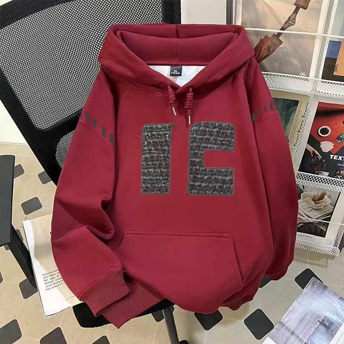 NASA American Style Heavyweight Fleece Hoodie Unisex Loose Fit Versatile Autumn Winter Couple Trendy Slimming Jacket Top