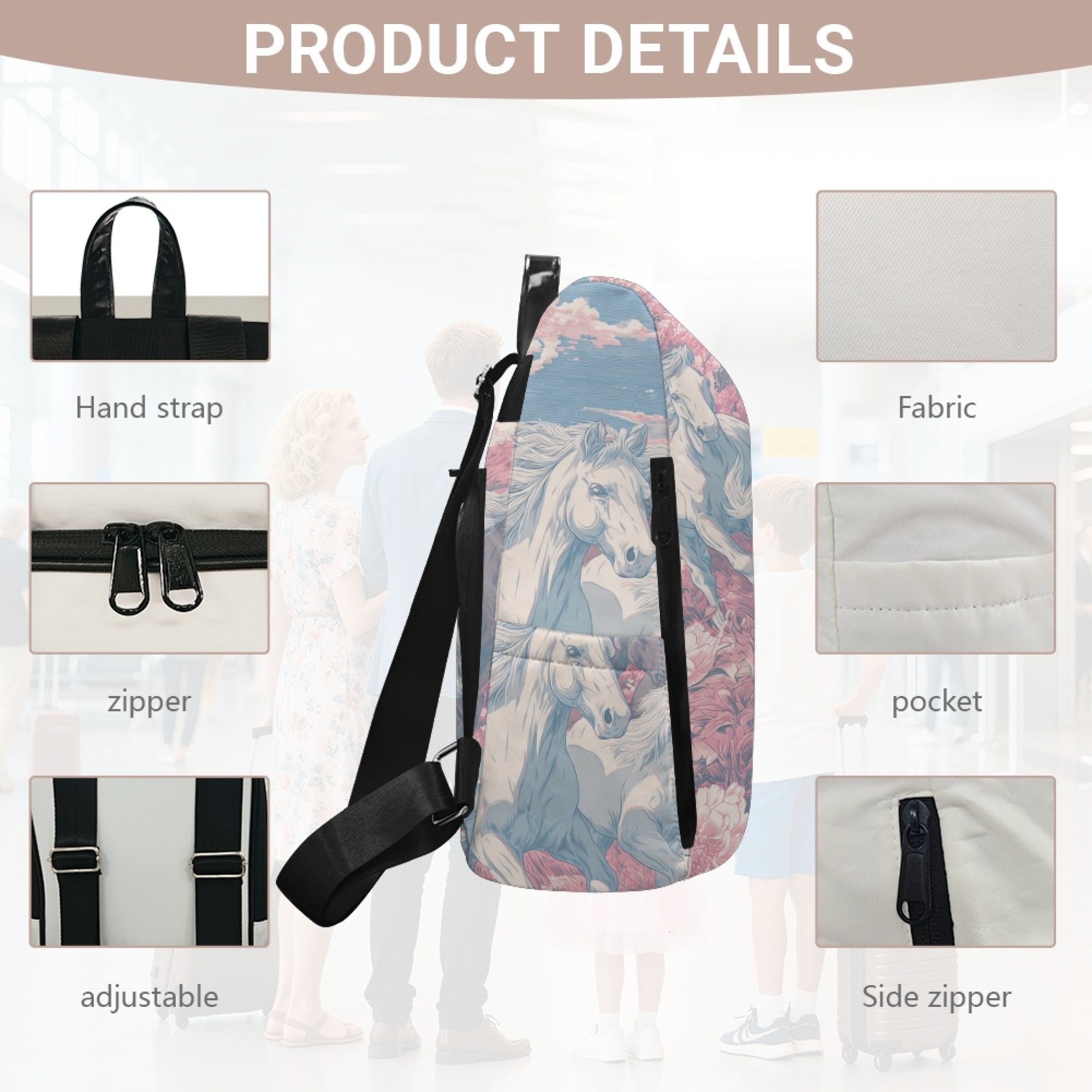 Custom H Designer Fashion Anti Theft Backpack Luxury Horse Pattern Unisex Full Print Backpack Laptop Bag Travel Bag H25