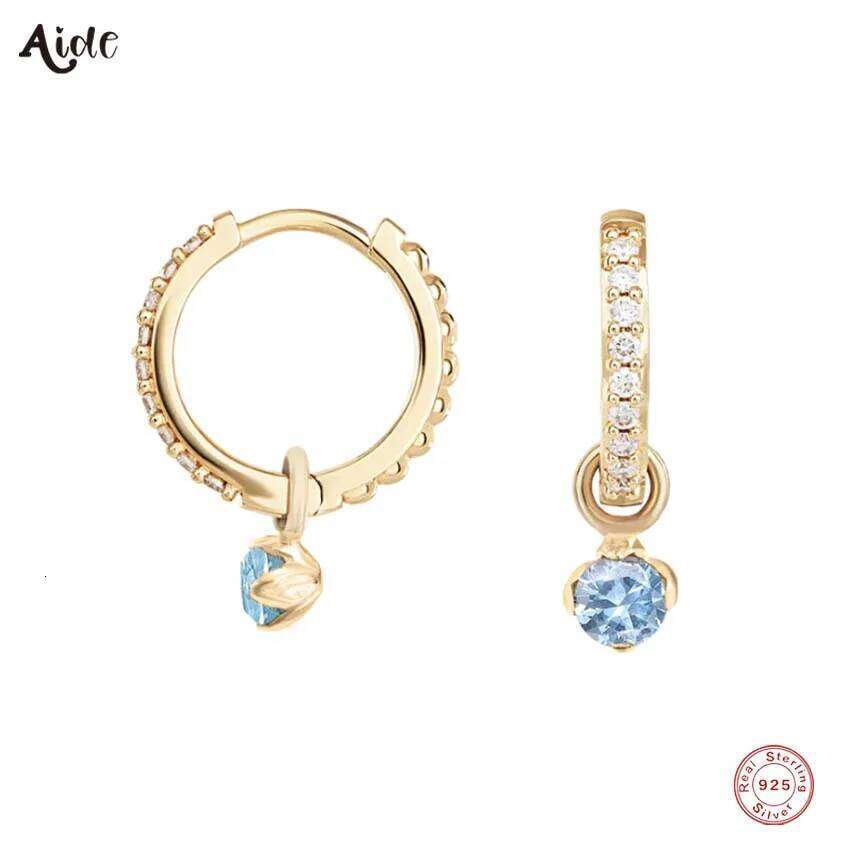 Aide 925 Sterling Silver Unique Flora Receptacle Zircon Charm Earrings For Women White Blue Crystal Hoop Piercing Pendientes