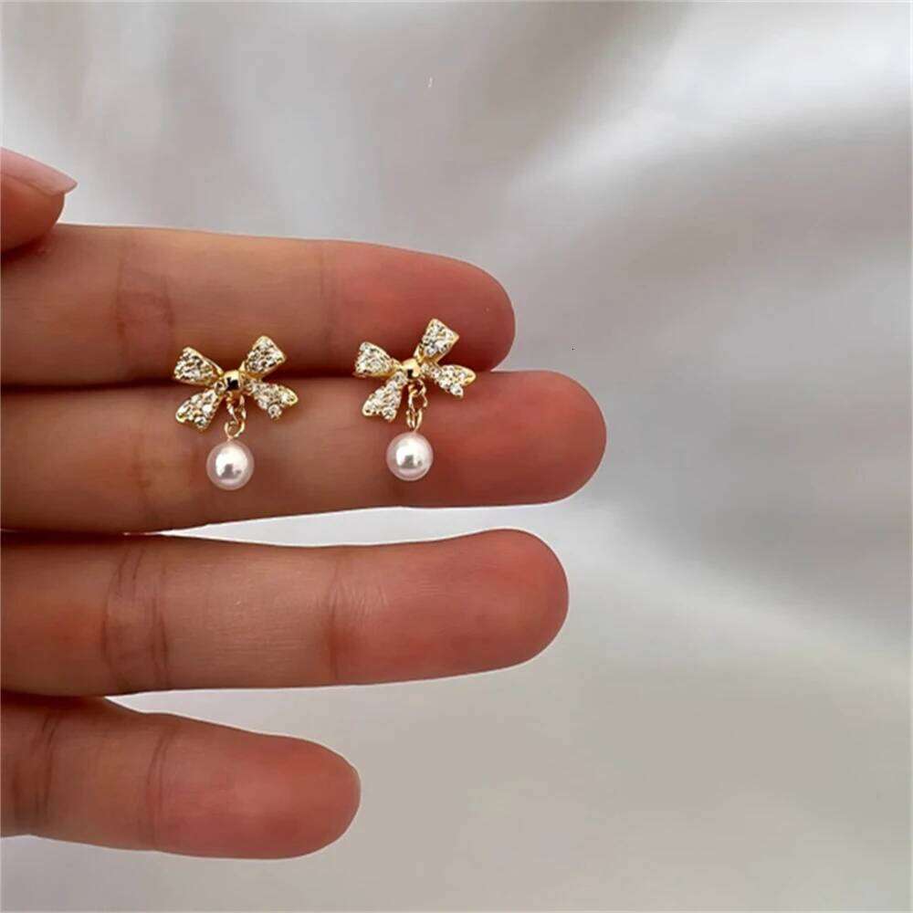 Aide 925 Sterling Silver Imitation Pearl Beads Pendant Drop For Women Zircon Snake Lightning Bolt Charm Circle Earrings