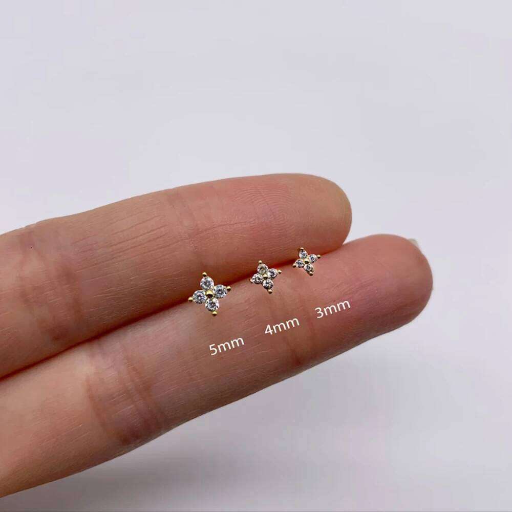 Aide 925 Sterling Silver Mini Stud Earrings for Women Personality Hollow Inlaid Star Moon Zircon Earring Piercing Jewelry Gift