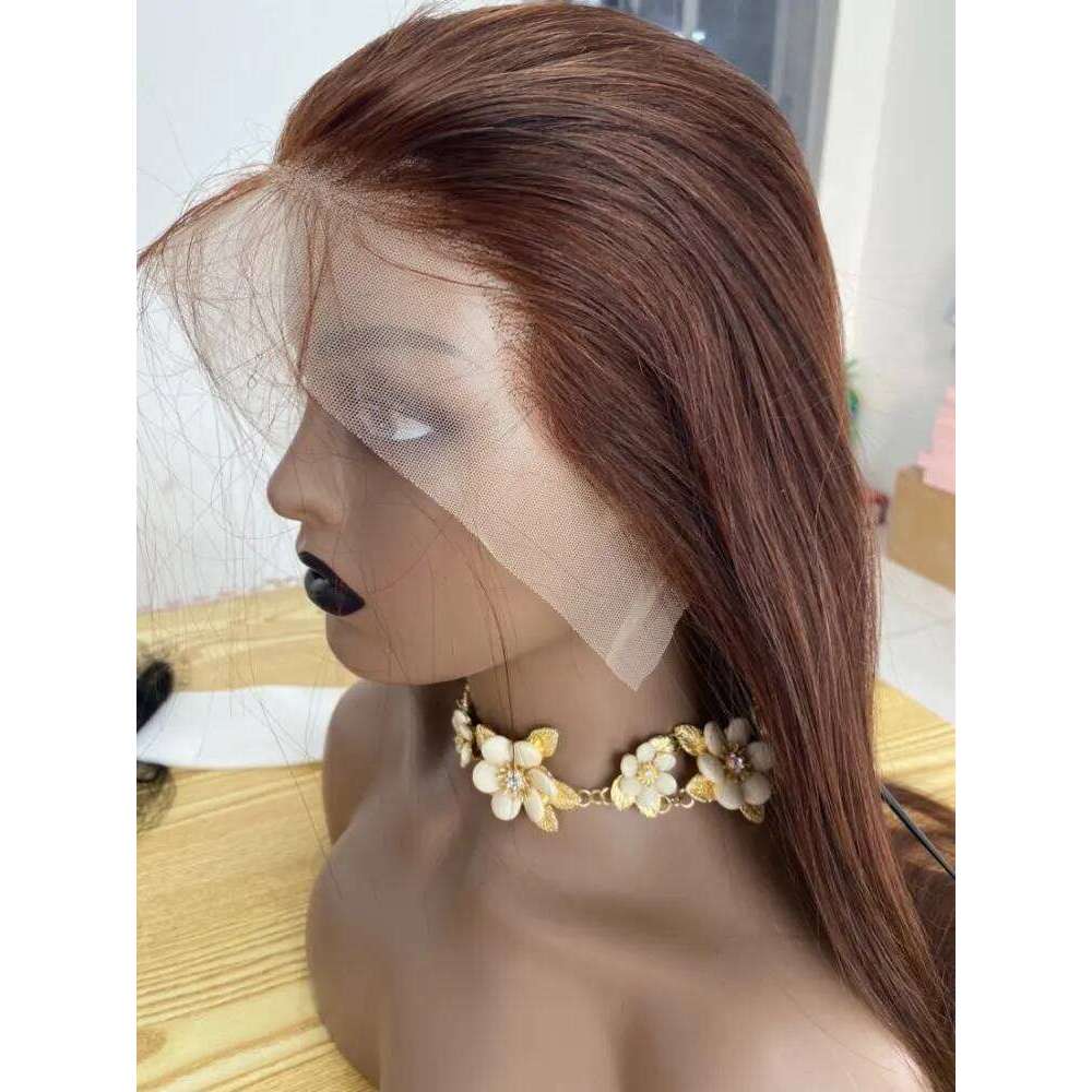 HD 13x6 Straight Chocolate Brown Human Hair Wig 13X6 Front 30 36 Inch Pre Plucked Lace Frontal 100% Colored Wigs