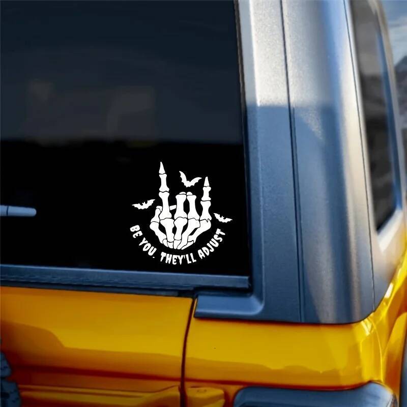 Bestseller Rock On Skeleton Hand Car Stickers for Window Bumper Body Decoration Scratch Covering Auto Accessories Self-adhesive Vinyl Decal ddmycat