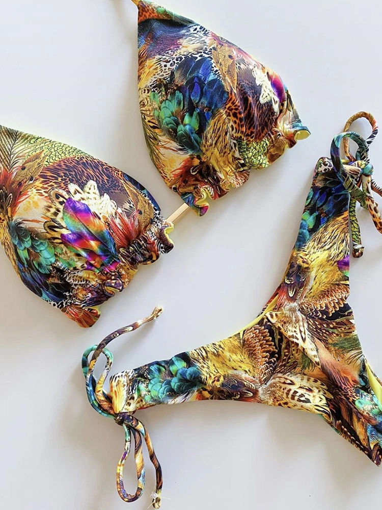 RUOTONGSEPT Striped Bikini Set Knotted Swimsuit Women Biquinis Beach Sexy Thong Swimwear Bandage Brazilian Mirco Bikinis 251231