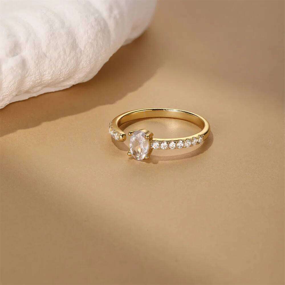 Aide 925 Sterling Silver Luxury Big Water-drop Zircon Rings For Women Temperament Sparkling Opening Finger Ring Elegant Jewelry