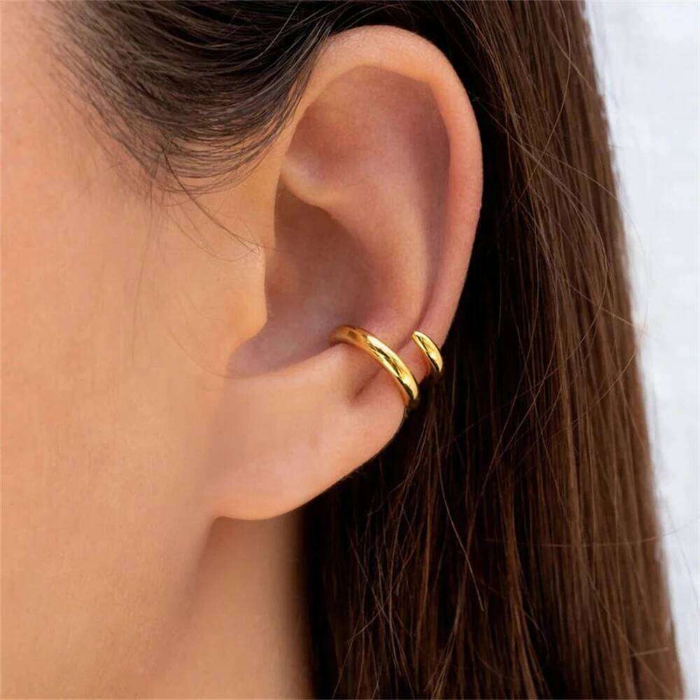 Aide 925 Sterling Silver Smooth Chunky C Shape Ear Cuffs For Women Gift Minimalist No Piercing Cartilage Versatile Clip Earrings