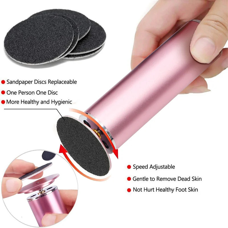 Electronic foot file pedicure sander for removing dead skin electric callus remover with 60pcs replacement sandpaper disc 251231