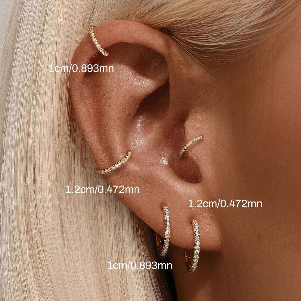 Aide 1pc 925 Sterling Silver 10mm 12mm Huggies Size Circle Hoop Earrings DIY Foldable Women Man Xmas Party Gift Jewelry
