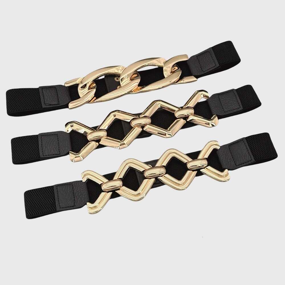 Geometric Chain Women, Decorative Accessory for Woolen Coats, Sweaters, Suits, Dresses, Wide Black Waist Belt