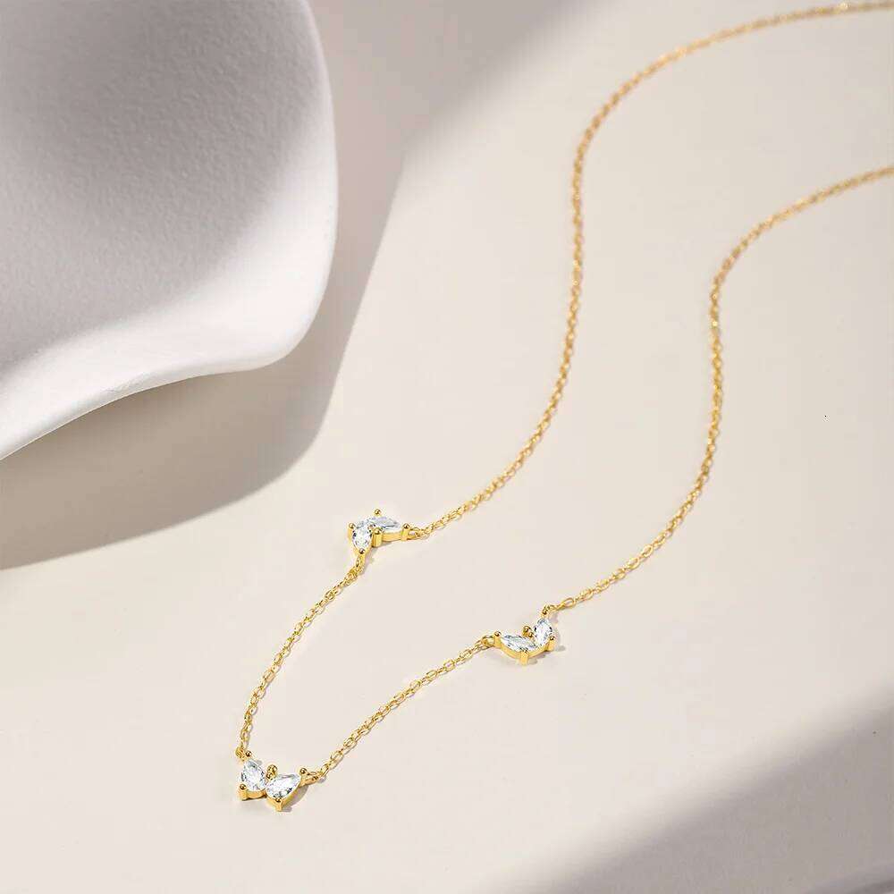 Aide 925 Sterling Silver Delicate Necklace Sparkling Zircon Chokers Clavicle for Women Valentine's Day Jewelry collares