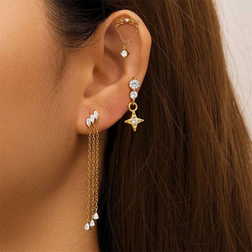 Aide 1pc 925 Sterling Silver Rhombus Pendientes Piercing Flower Zircon Stud Earrings For Women K Gold Elegant Jewelry Party Gift