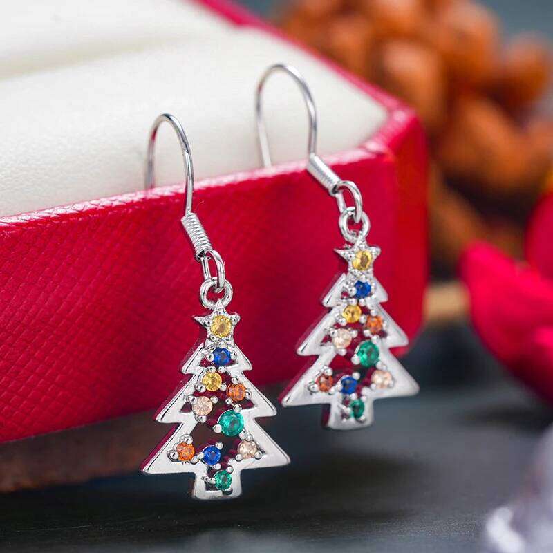 Huitan Colorful Christmas Trees Design Drop Earrings for Women New Year Party Female Accessories Girls Gift Statement Jewelry