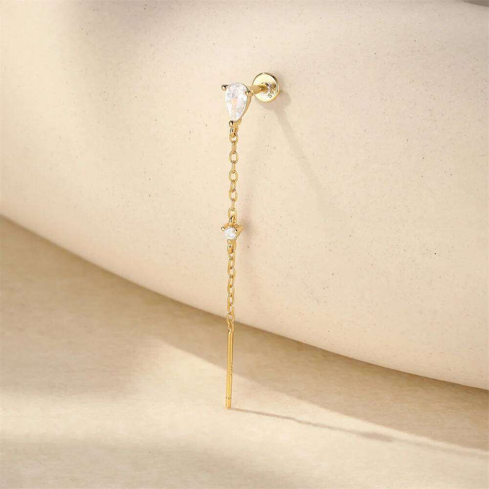 Aide 925 Sterling Silver Long Chain Tassel Baroque Irregular Pearl Dangle for Women C Shape Earrings Jewelry Pendientes