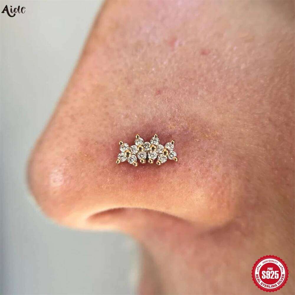 Aide 925 Sterling Silver Shiny Zircon Flower For Woman Piercing Earring Fashion Dainty Luxury Style DIY Y2k Xmas Gift Jewelry