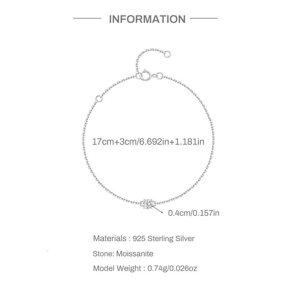 Aide 925 Sterling Silver Moissanite Bracelet Dainty Link Chain Pave Setting CZ For Women Wedding Birthday Jewelry Xmas Gift