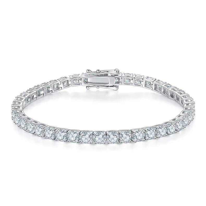 Wholesale Price 30 40 50MM Round Cut S925 Silver Moissanite Bracelet Tennis Chain Jewelry for Women