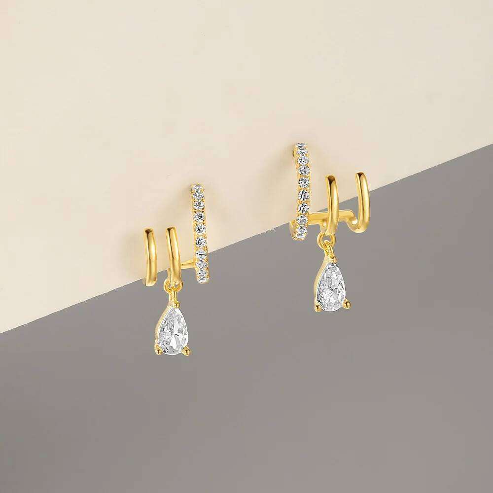 Aide 925 Sterling Silver Three Fake Items Stud Earrings Exaggerated New Design Ear Simple Women Fashion Jewelry Hiphop