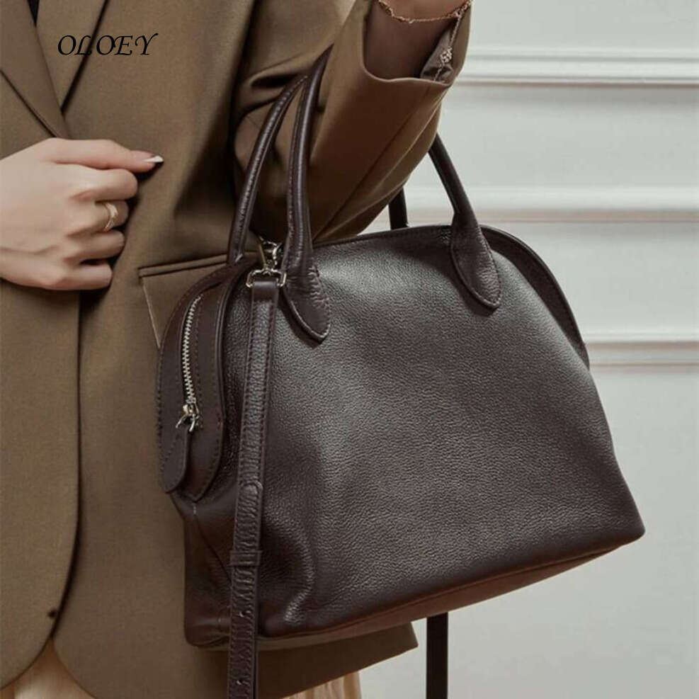 Oloey Burminsa Cowhide Genuine Leather Large Shell Tote Handbags For Women 2025 Luxury Office Ladies Shoulder Crossbody Bags