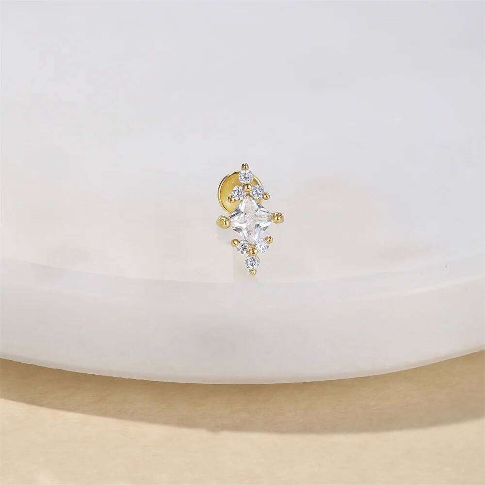 Aide Cartilage Spiral Puncture Stud Earrings 925 Sterling Silver Horse Zircon Body Ear Bone Piercing For Women DIY Earring 1pc