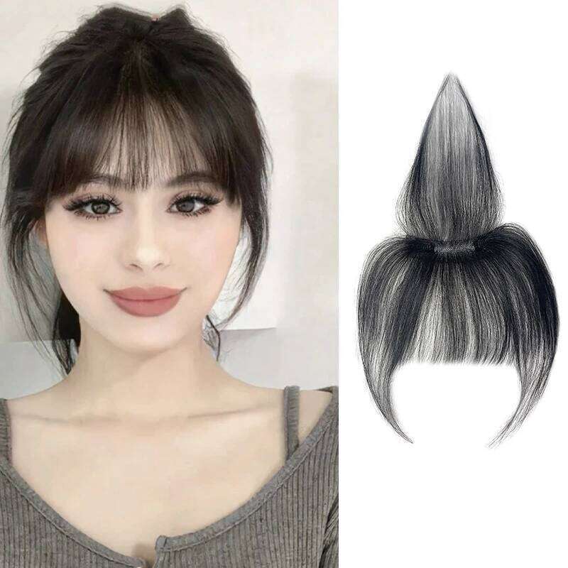100% Human Natural Forehead Fringes 3D French Wig for Women Hair Pieces Head Curtain Piece Eight Shaped Bangs