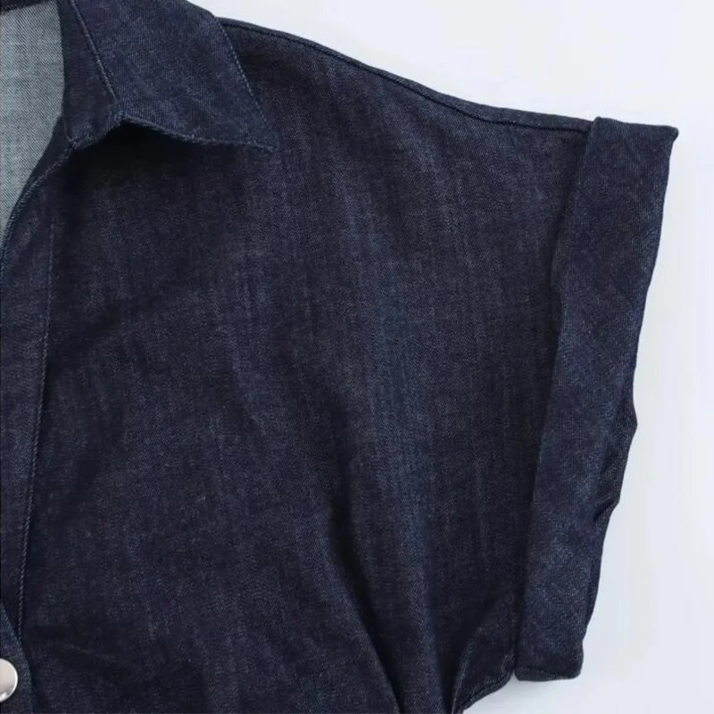 Denim Dress Womens Spring Summer Casual Long Dresses For Women 2026 Fashion Ruched Short Sleeve Streetwear Midi 251231