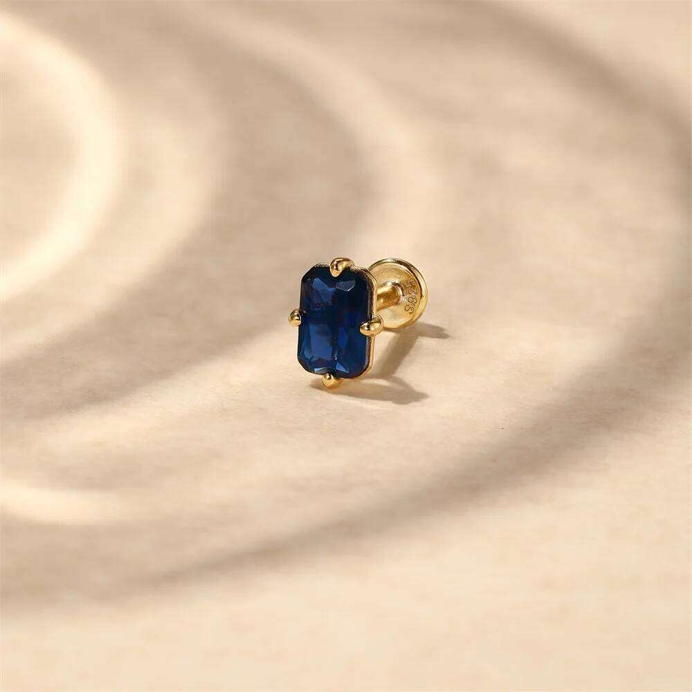 Aide 1PC 925 Sterling Silver Classic Ear Bone Earrings For Women Ins Stars CZ Flat Head Piercing Chain Stud Earring Pendientes