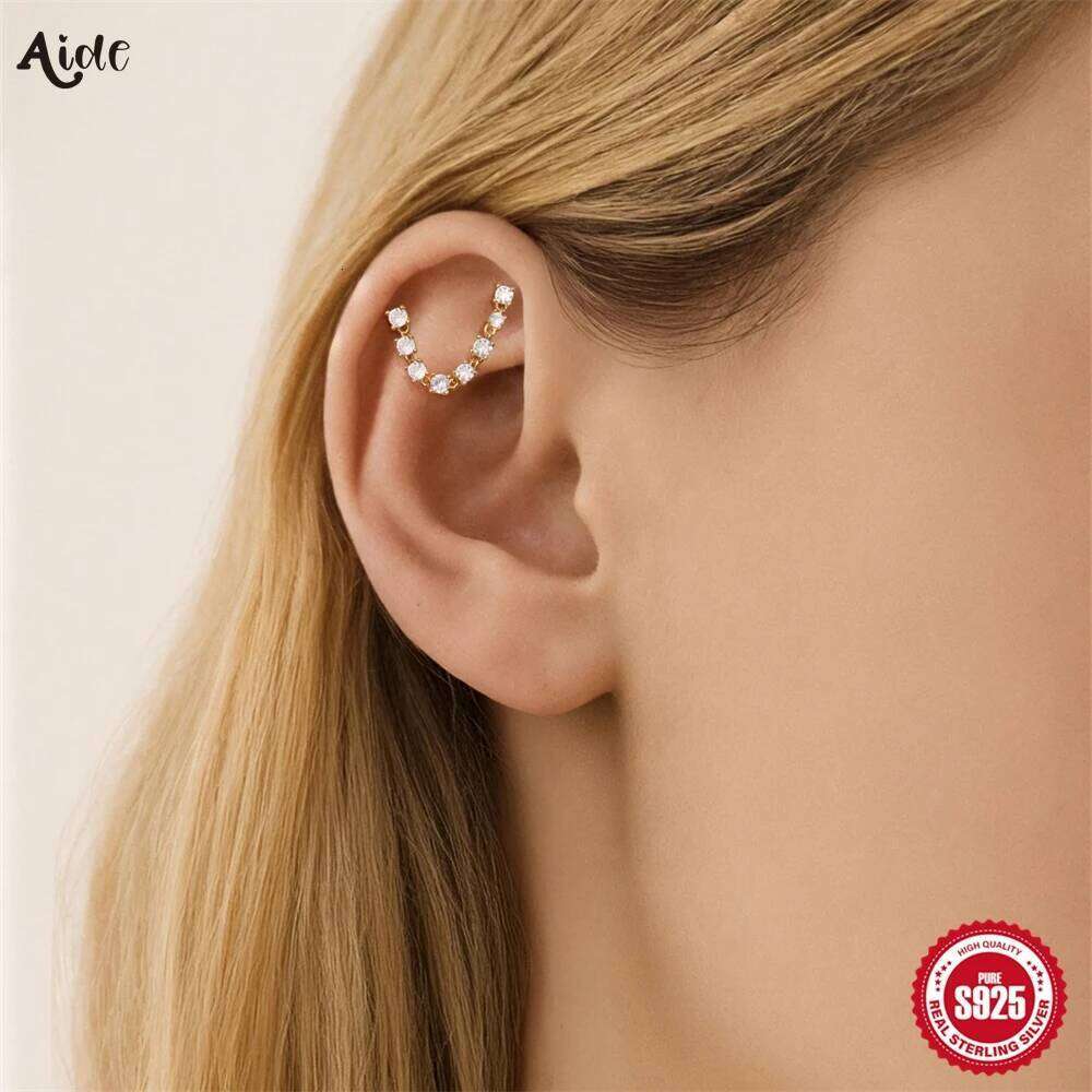 Aide Exquisite 925 Sterling Silver Tassel Chain for Women Simple Full Zircon Ear Piercing Earrings Fashion Jewel aretes