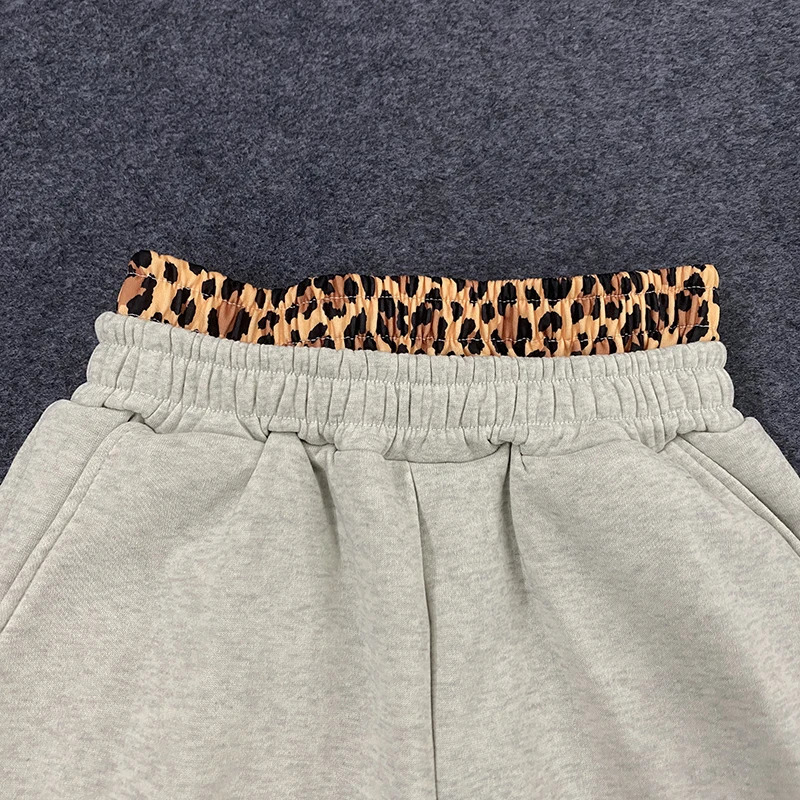 Leopard Print Letter Embroidered Double Waistband Street Casual Pants Y2K Style Mens And Womens Versatile Sweatpants 251231