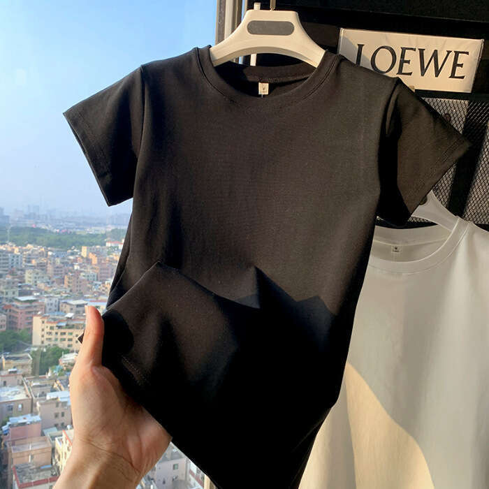 Basic Regular Shoulder Rayon Short Sleeve T-Shirt for Women 2026 Summer Slim Fit Tight Base Shirt Elegant Top Trendy