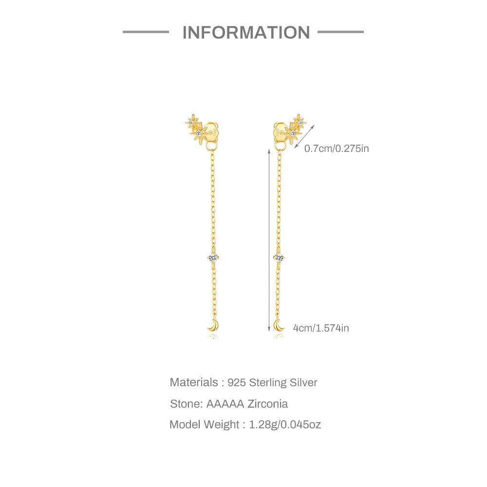 Aide 925 Sterling Silver Line Long Hanging for Women 18K Gold Color Ear Wire Piercing Drop Earring Accessories Jewel