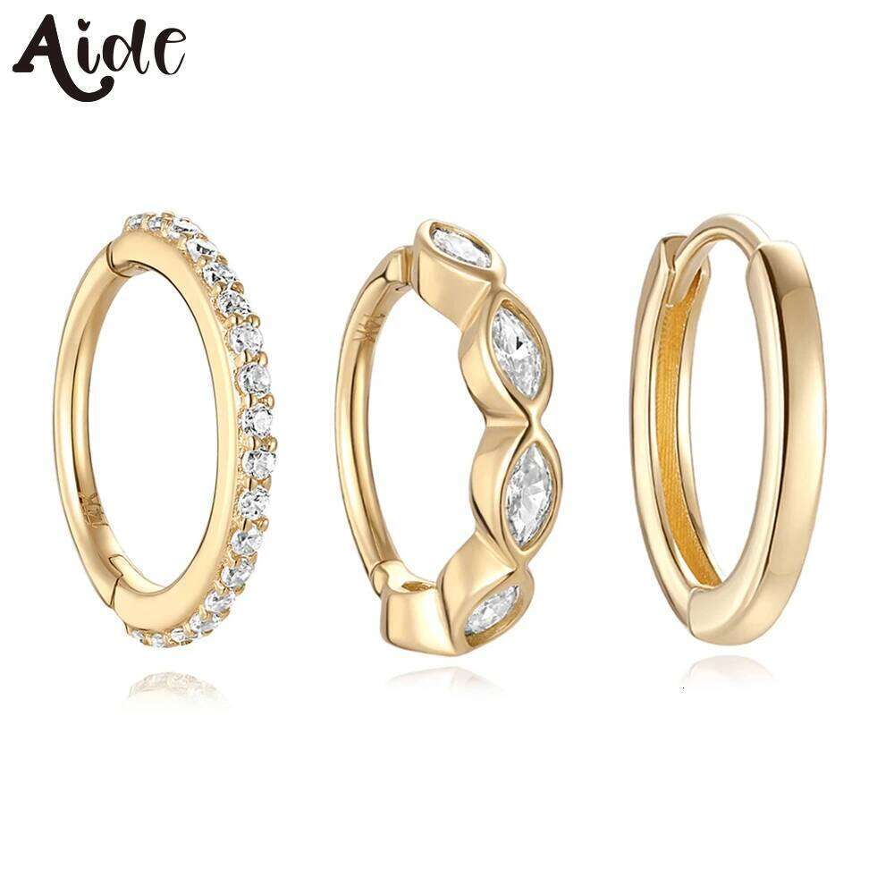 Aide 1pc 14K Yellow Women Never Fade Luxury Commemoration Day Gift Earring Bohemia Exquisite Solid Gold Jewel