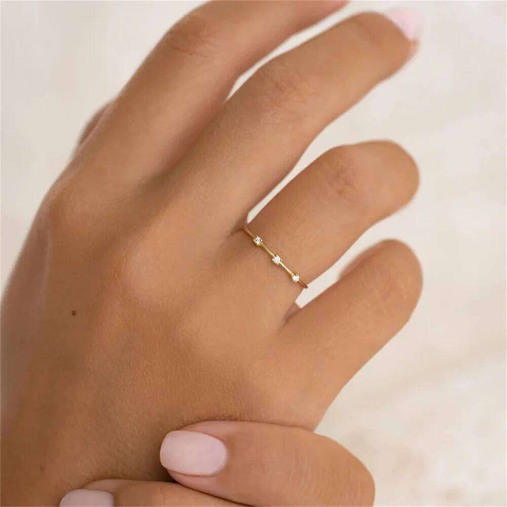 Aide Tiny Delicate Micro Pave Zircon Rings For Women 925 Silver Trendy Chic Crystal Daily Dating Women's Stackable Ring Jewelry
